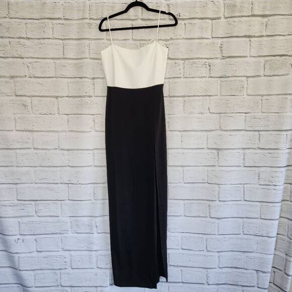 NWOT Revolve Amanda Uprichard Womens Black Ivory Sleeveless Avani Gown Small - Picture 1 of 10